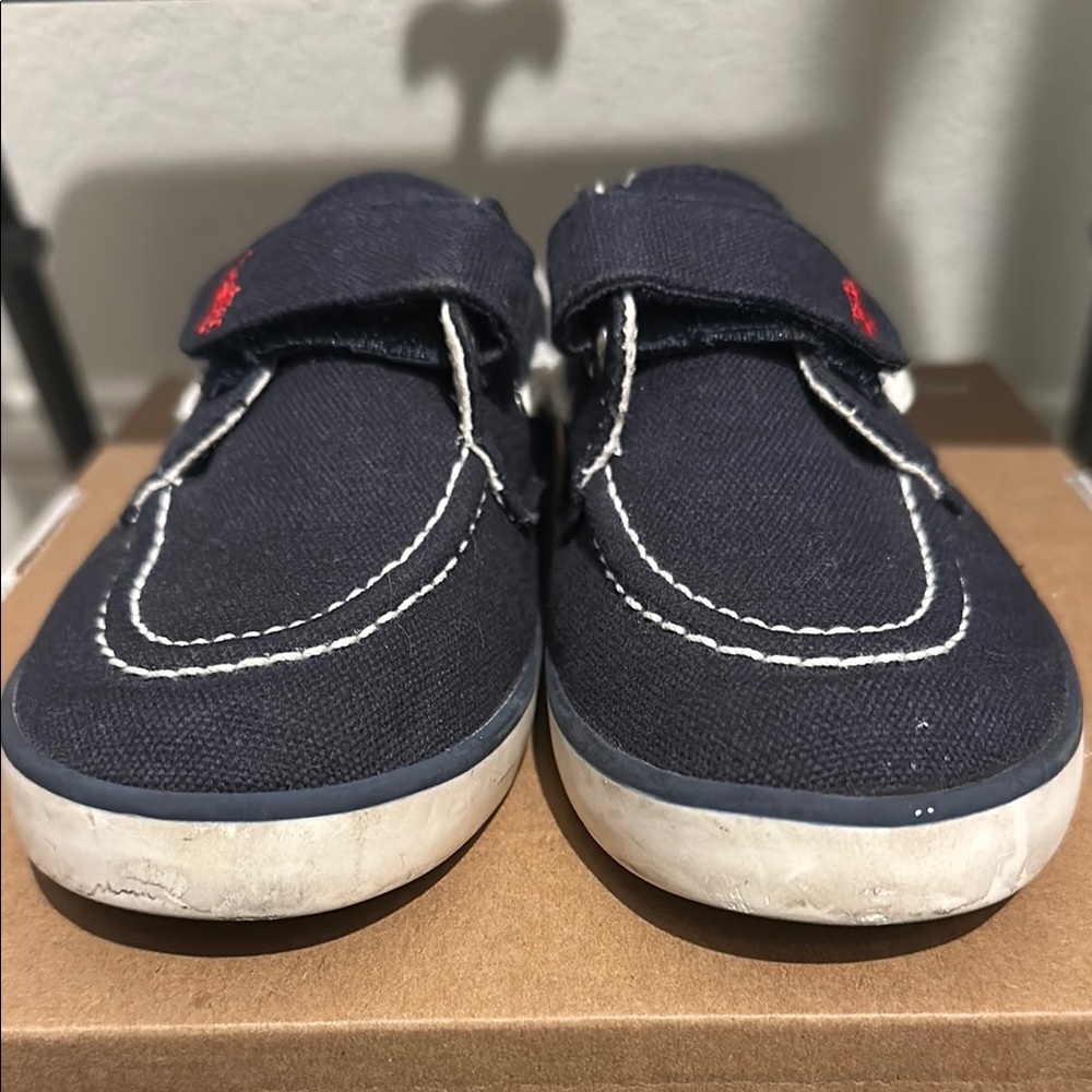 Polo Ralph Lauren Navy Canvas Boat Shoes with Velcro strap, size 10 kids - Picture 9 of 13